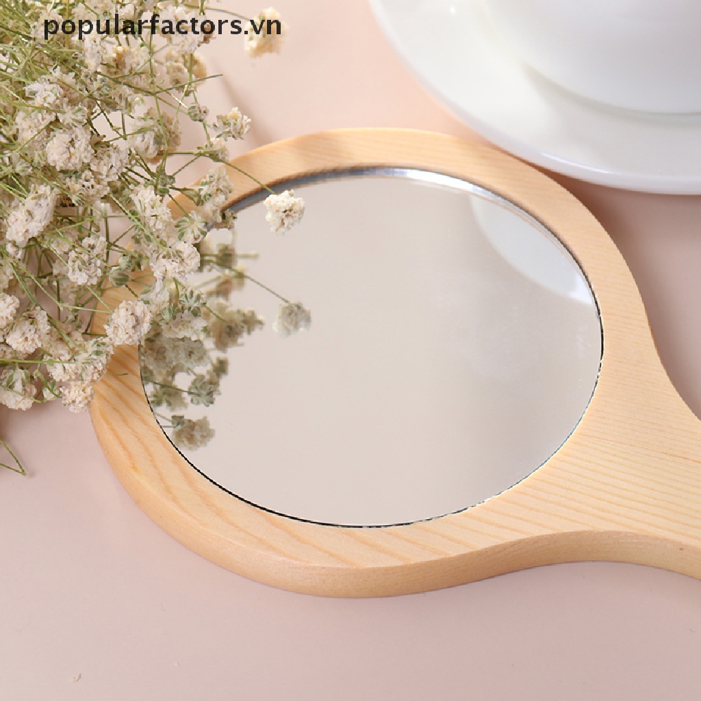 Gương Trang Điểm Hình Tròn Bằng Gỗ Phong Cách Vintage