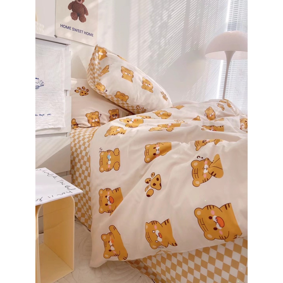 bộ chăn ga gối cotton living  lonaabedding  hổ vàng style tiger ( full size)