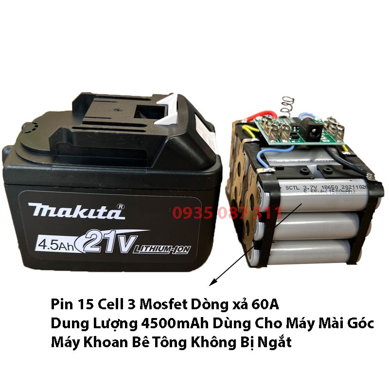 Pin 15 Cell Các Dung Lượng Xả Cao Dùng Cho Máy Mài Máy Khoan Bê Tông Không Bị Ngắt