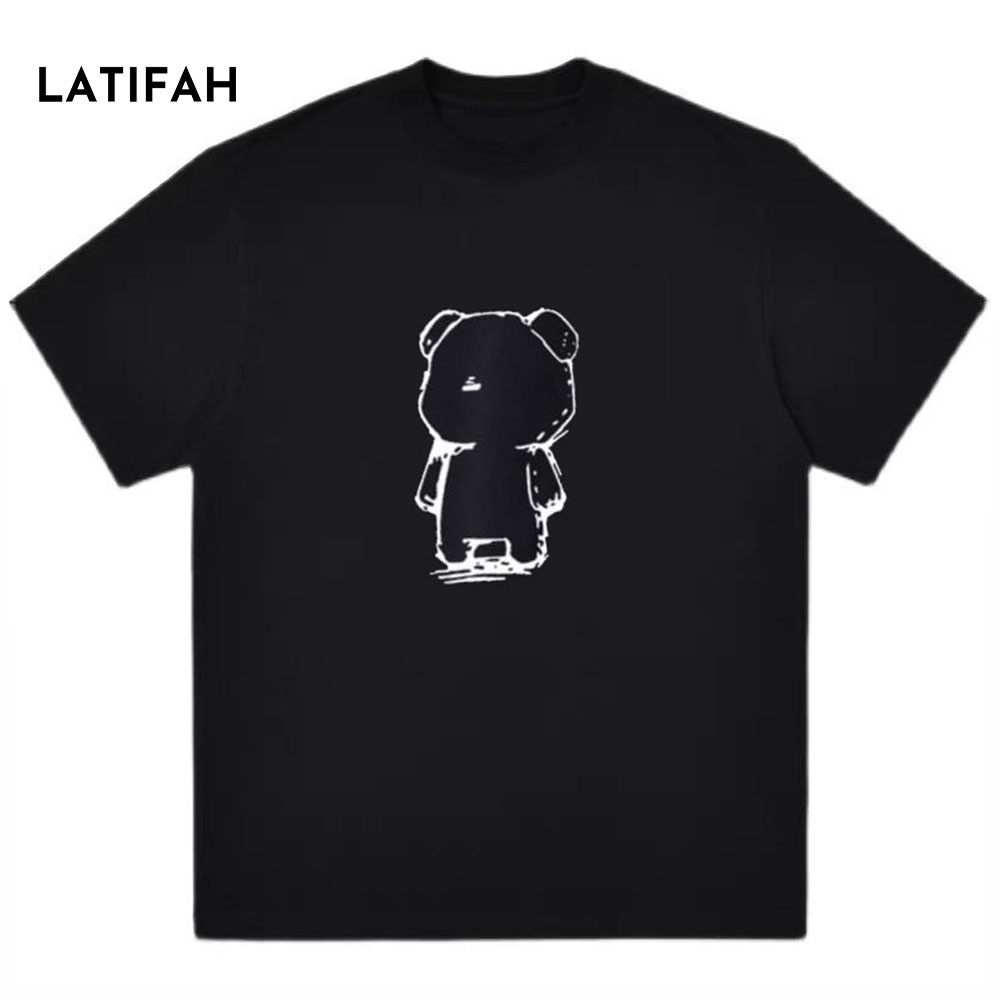 Áo thun unisex tay lỡ Latifah form rộng in hình CON GẤU AT06 chất vãi dày dặn co giãn 2 chiều