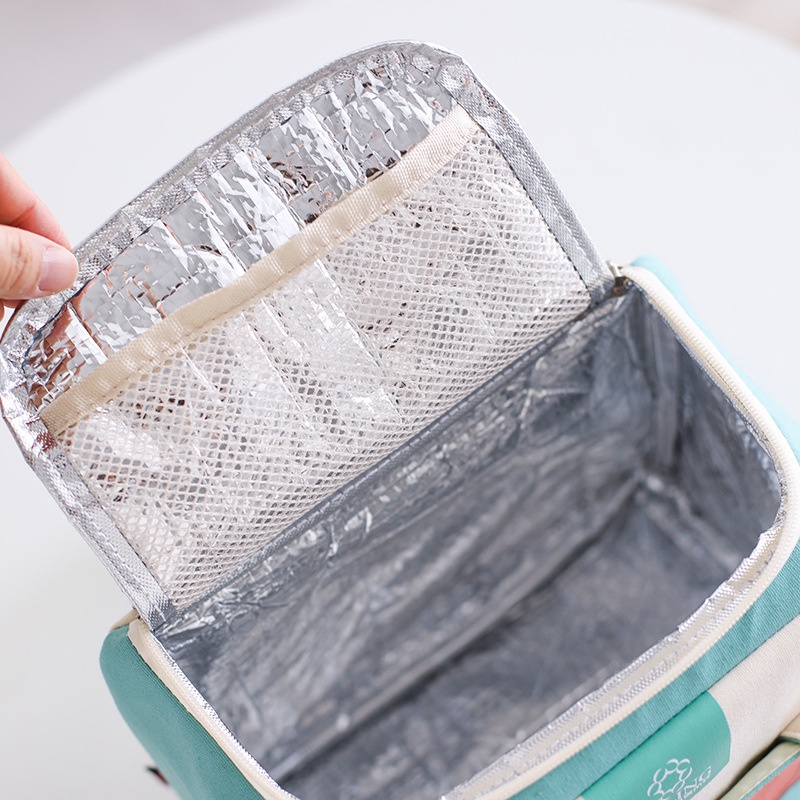 Túi đựng hộp cơm, thức ăn giữ nhiệt cao cấp vải Canvas, bên trong lót nhôm cách nhiệt, dung tích lớn