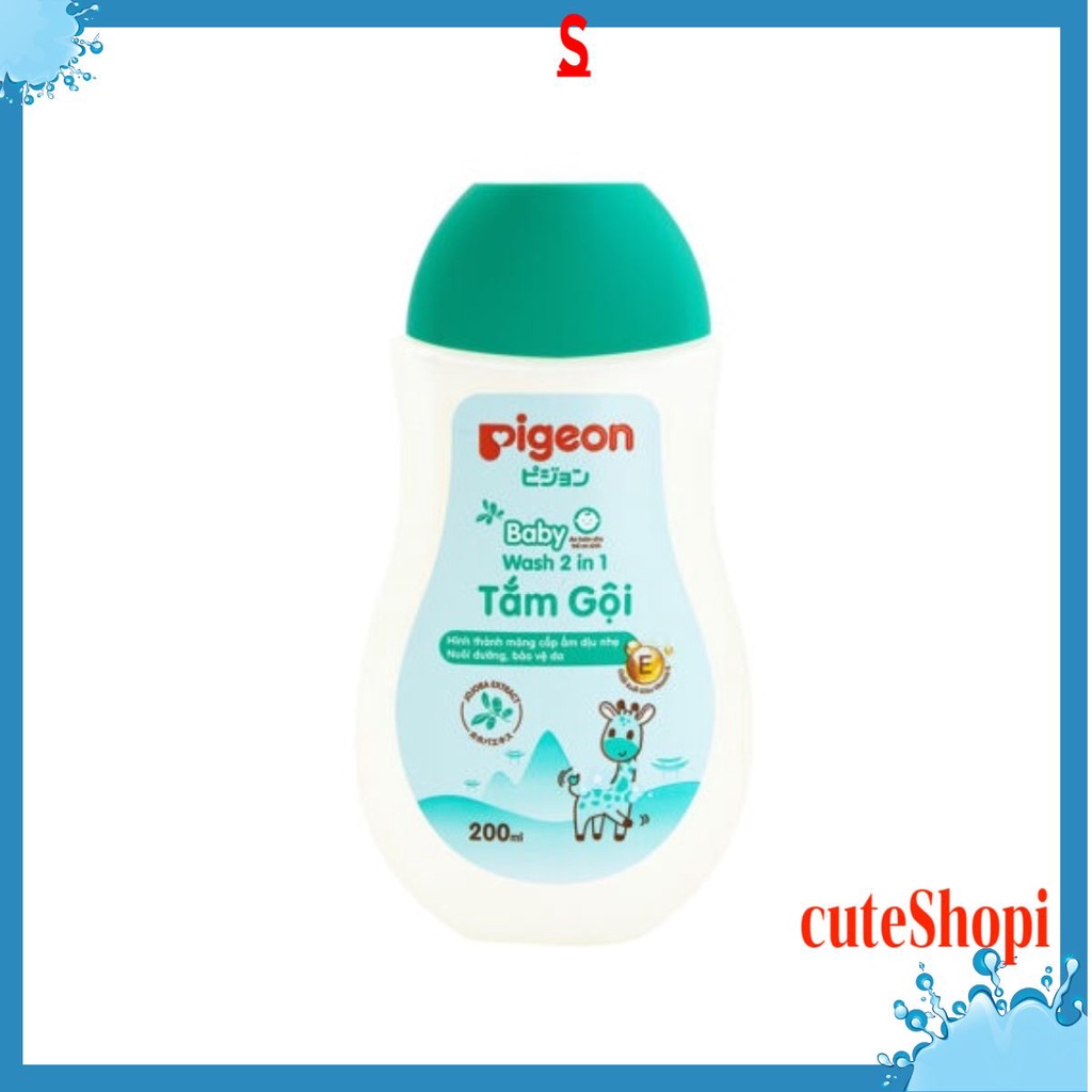 Tắm Gội Pigeon Sữa Tắm Gội Toàn Thân Trẻ Em An Toàn Cho Bé Chai Dung Tích 200 ml Mẫu Mới