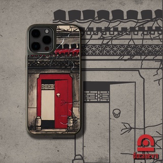 Ốp da đỏ case - mẫu cổng chùa - ốp iphone/samsung - docase.vn