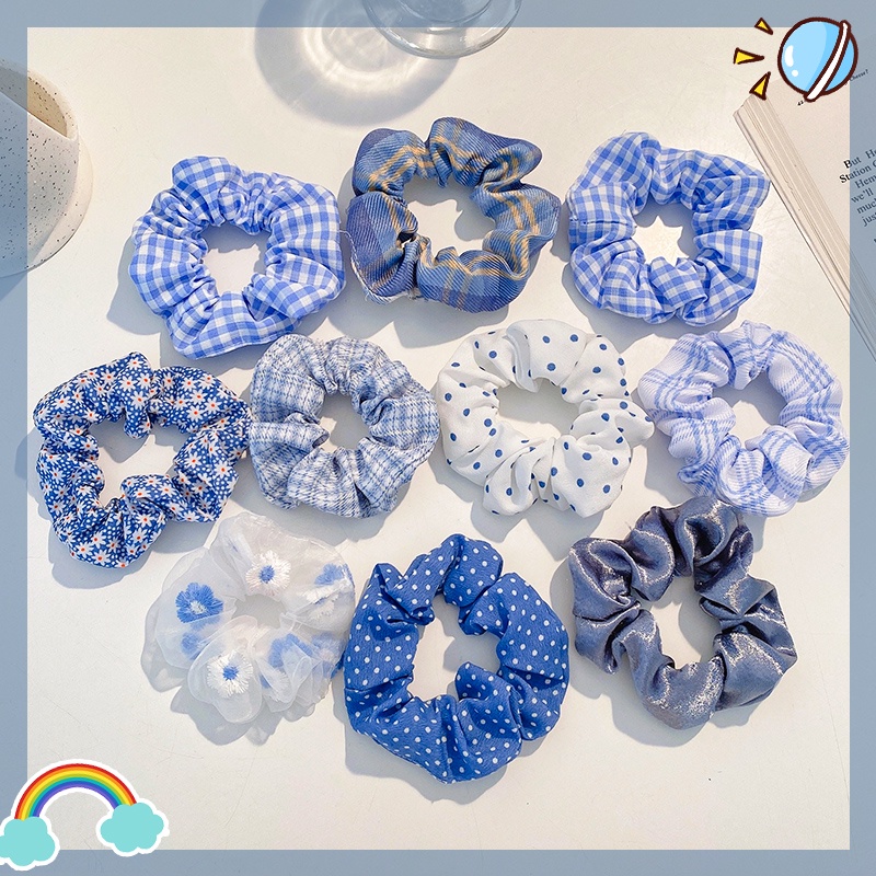 Dây Buộc Tóc Đuôi Ngựa In Hoa Phong Cách Hàn Quốc Ngọt Ngào Cho Nữ