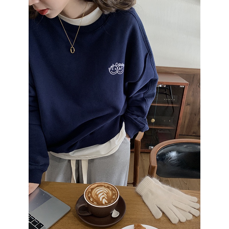 Áo nỉ Sweater nữ Cao cấp Chui đầu Thu Đông cổ tròn Form rộng Ulzzang Hàn Quốc | BigBuy360 - bigbuy360.vn