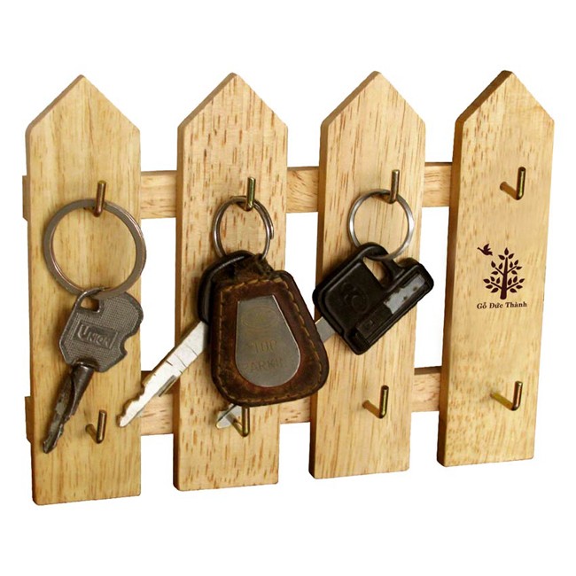 Hàng rào treo chìa khóa 4 thanh hàng rào gỗ trang trí tường Gỗ Đức Thành 45231