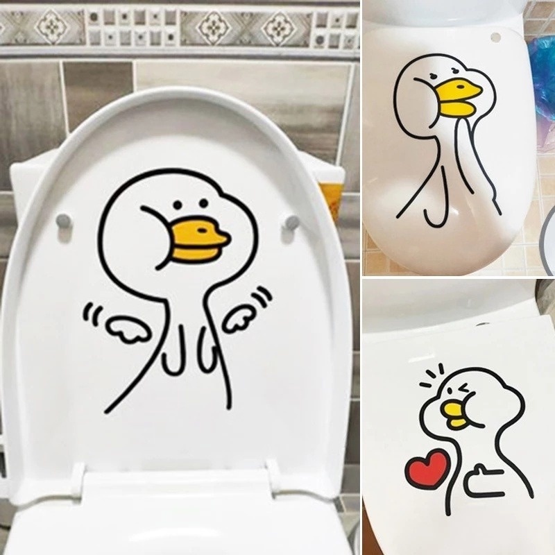 Miếng Dán Trang Trí Nhà Tắm Họa Tiết Chú Vịt Hoạt Hình Vui Nhộn