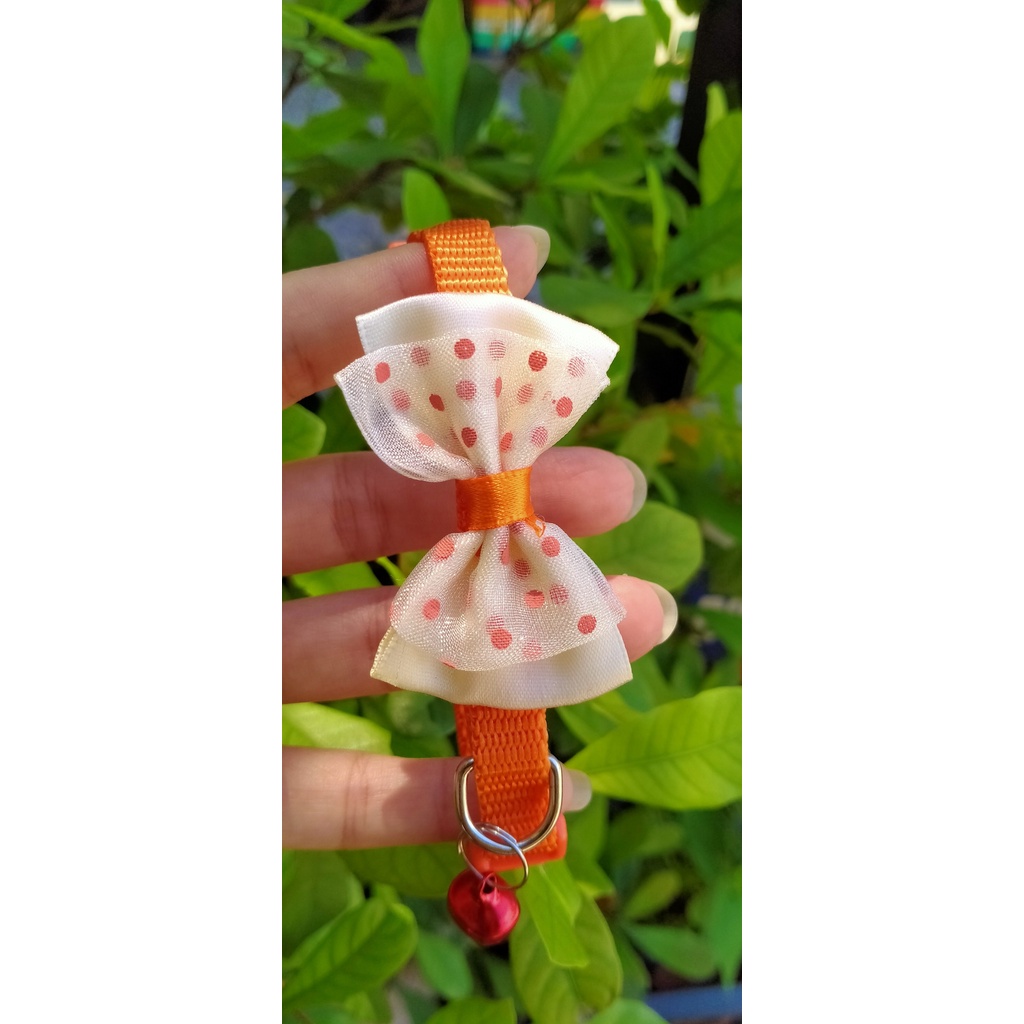 Vòng cổ cho chó mèo hình nơ chấm bi gắn chuông siêu đáng yêu - Hàng loại 1 chắc chắn bền đẹp