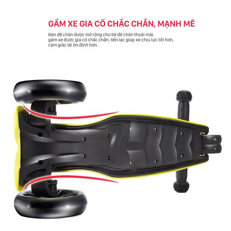 Xe trượt scooter 3 bánh 21st scooter SPINE cho bé từ 3-14 tuổi xe scooter xịn có đèn LED phát sáng, gập gọn tiện lợi