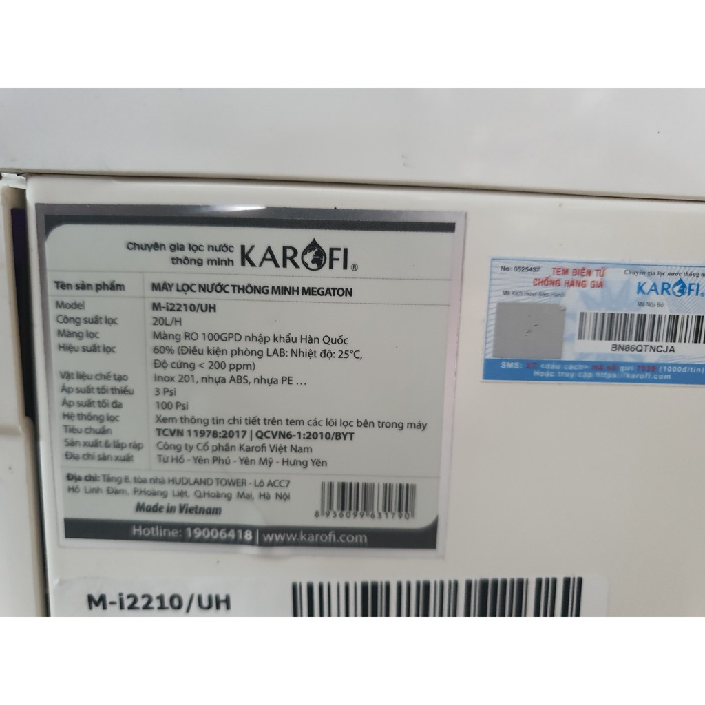 Máy lọc nước RO Hydrogen Karofi M-I129/H 9 lõi, KAROFI MEGATON M-I2210/UH 10 lõi UV