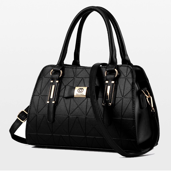 Túi Xách OHANEL Cầm Tay Da Trơn Màu Đen