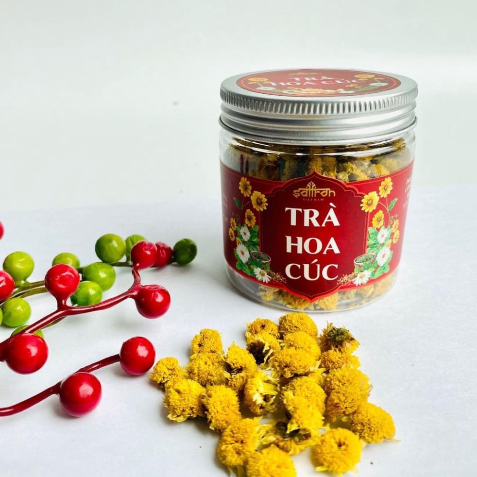 Trà hoa cúc vàng sấy khô Saffron Việt Nam an thần ngủ ngon tốt cho sức khỏe 8gr