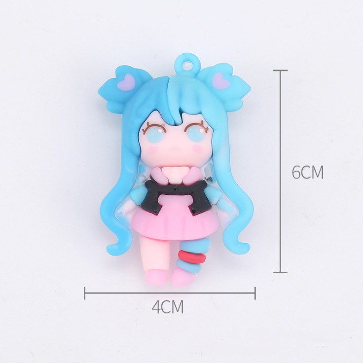 Các mẫu búp bê 6cm công chúa Anime mềm trang trí vỏ ốp điện thoại, dán Jibbitz, móc chìa khóa, DIY