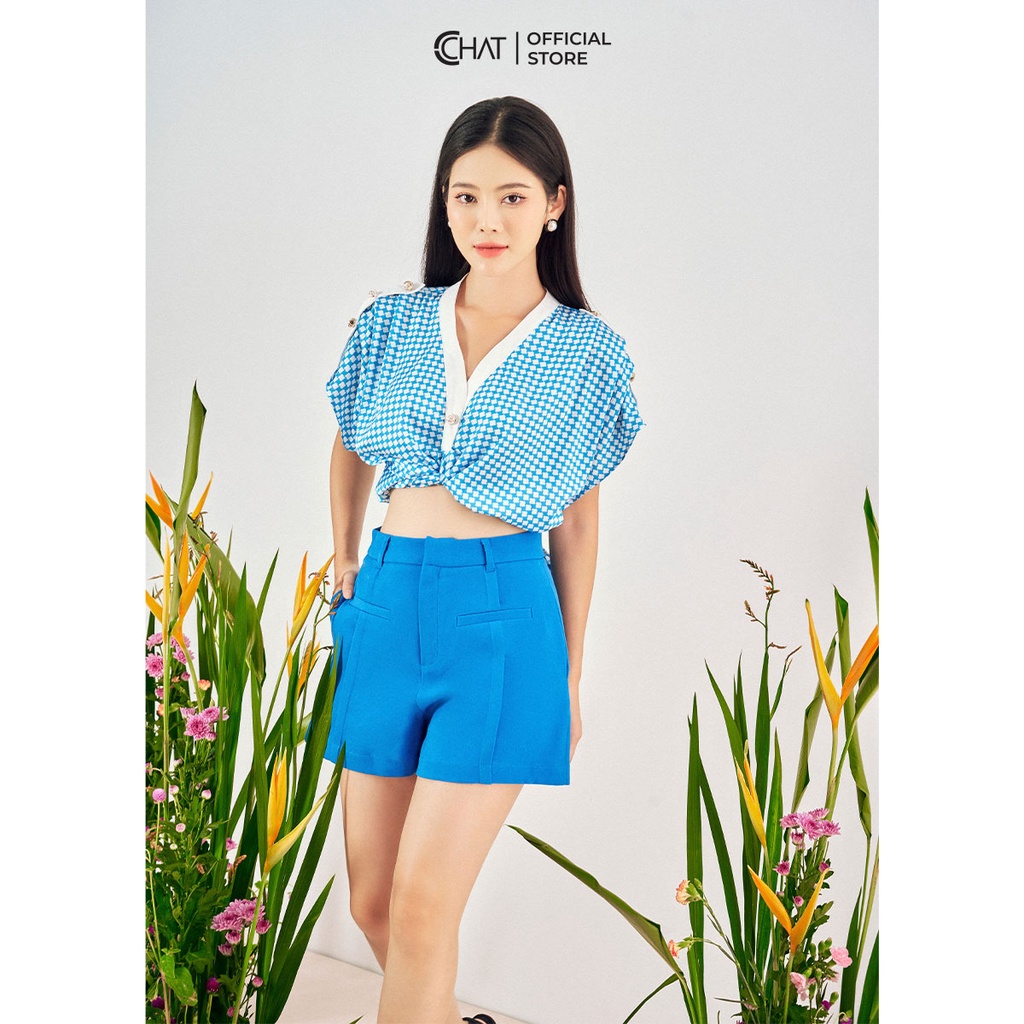 Quần Đùi Nữ 𝐂𝐂𝐇𝐀𝐓 Kiểu Túi Cơi Nổi Chất Tuytsi Phong Cách Trẻ Trung Thanh Lịch 12ONS2030AT