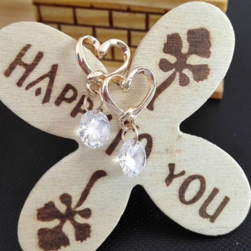 Hoa tai hình trái tim đính đá zircon thời trang cho nữ