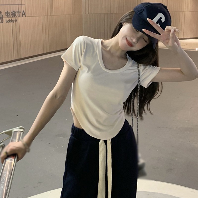 Áo Thun Ngắn Tay Phong Cách Hàn Quốc Quyến Rũ Dành Cho Nữ