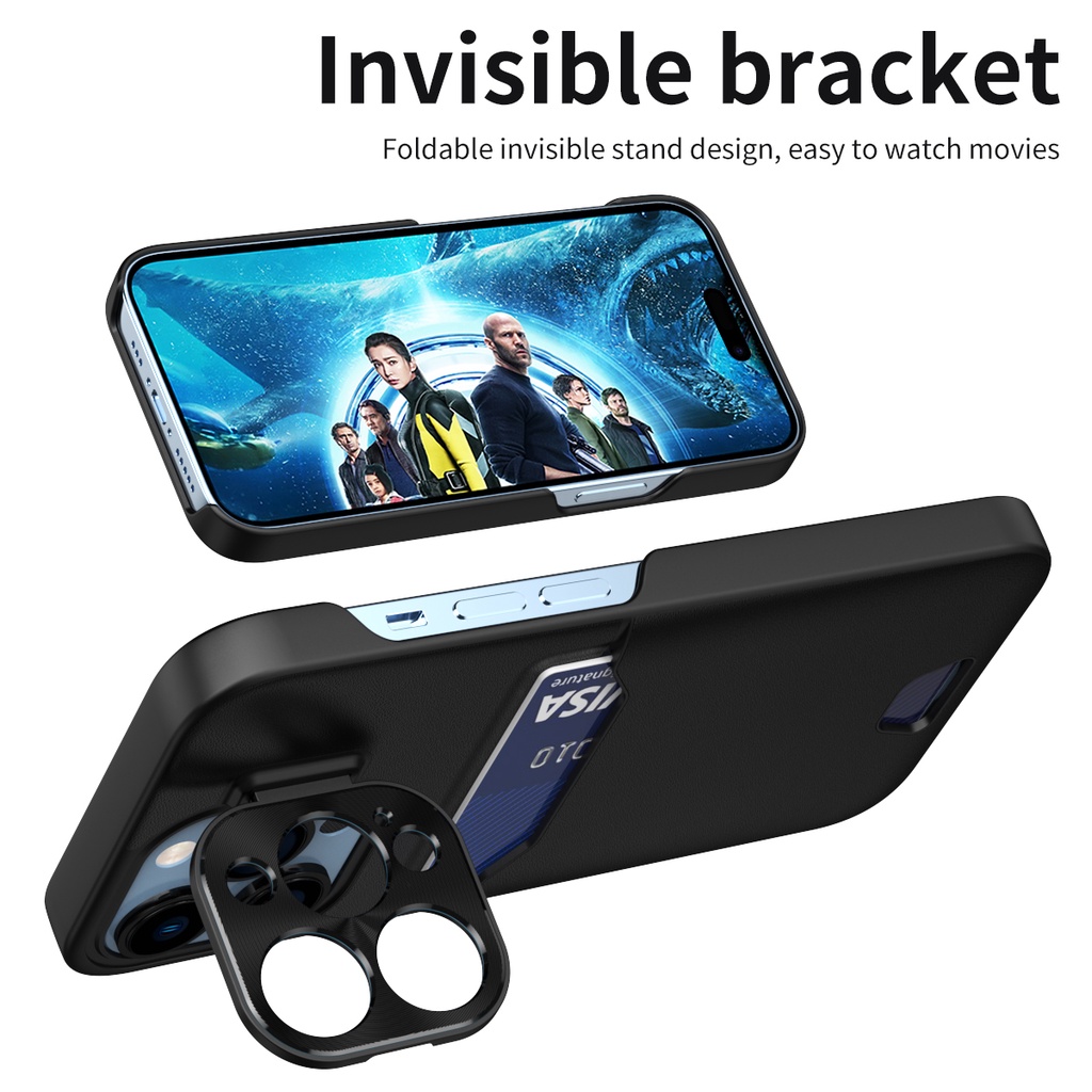 Ốp Điện Thoại PC Có Ngăn Đựng Thẻ Chống Sốc Sang Trọng Cho iPhone 14 13 Plus Pro Max