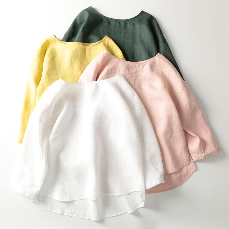 Bán Hạ Giá Seckill ~ Áo Sơ Mi Vải Lanh Cotton Nhật Bản Thương Hiệu Lớn Cắt Nhãn Hiệu Cho Bé @ -