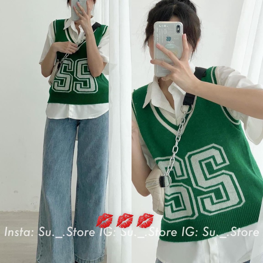Áo gile số 22 hàng Quảng Châu cực đày dặn, Áo len gile dáng lửng SỐ 22