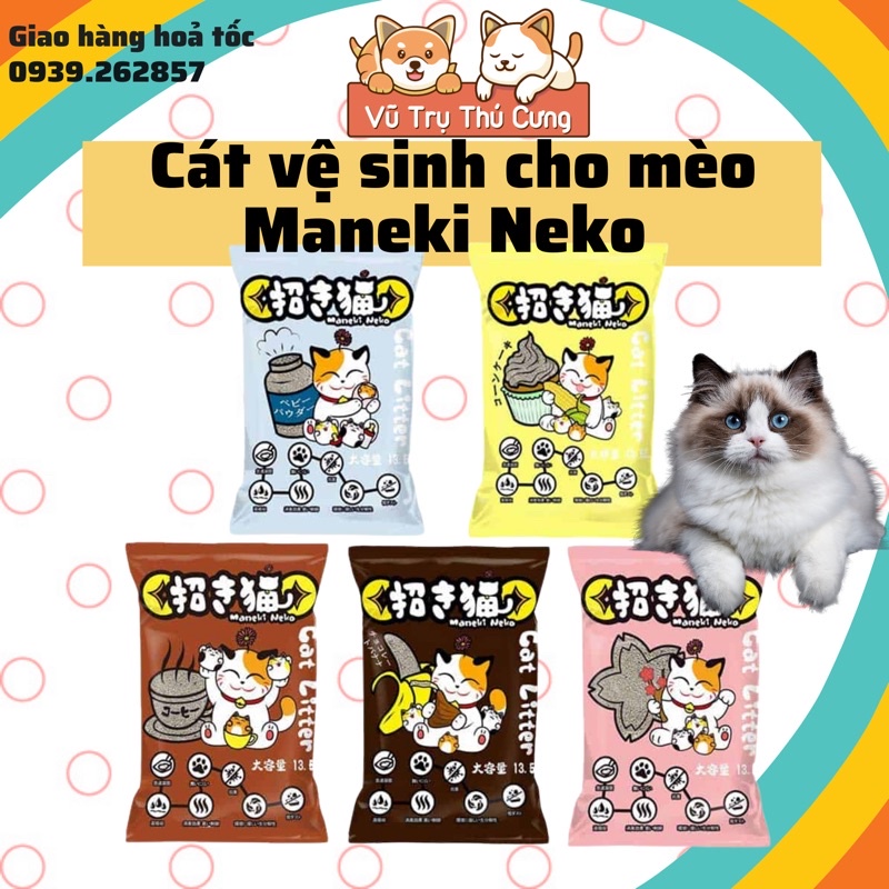 Cát Vệ Sinh Cho Mèo - Cát Nhật Maneki Neko 5 Lít, khử mùi tốt, vón cục tốt