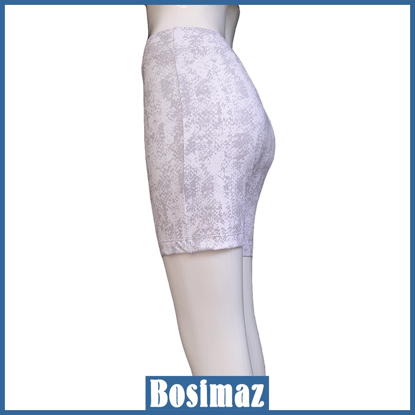Quần Legging Nữ Bosimaz MS344 đùi không túi màu trắng họa tiết, thun co giãn 4 chiều, vải đẹp dày, thoáng mát.