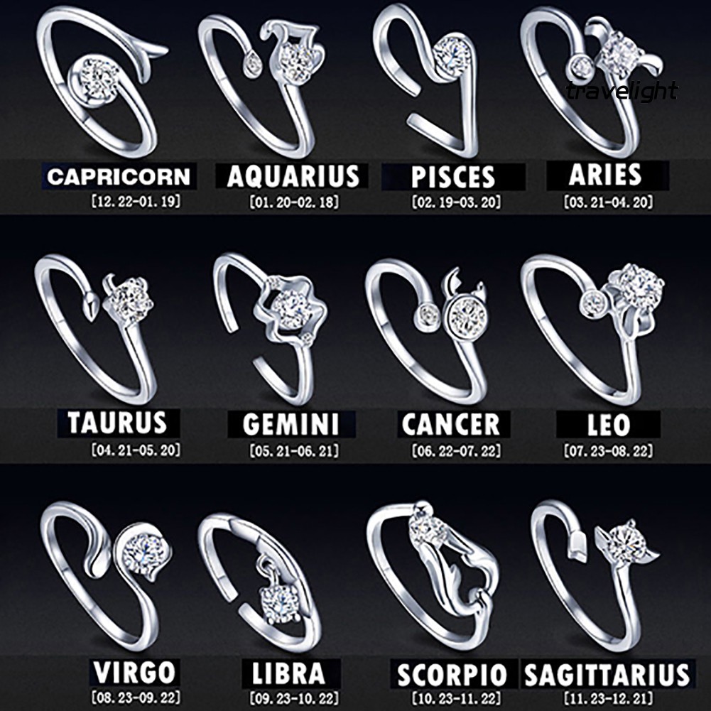 Nhẫn Mở Mạ Bạc Khắc Hình Chòm Sao Thời Trang Cho Nam Nữ