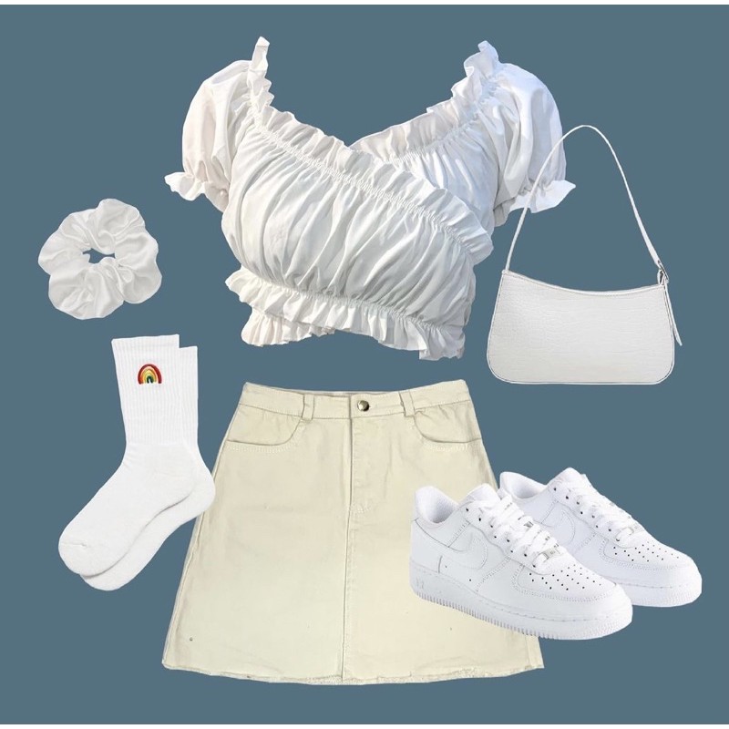 Chân váy chữ A ôm lưng cao