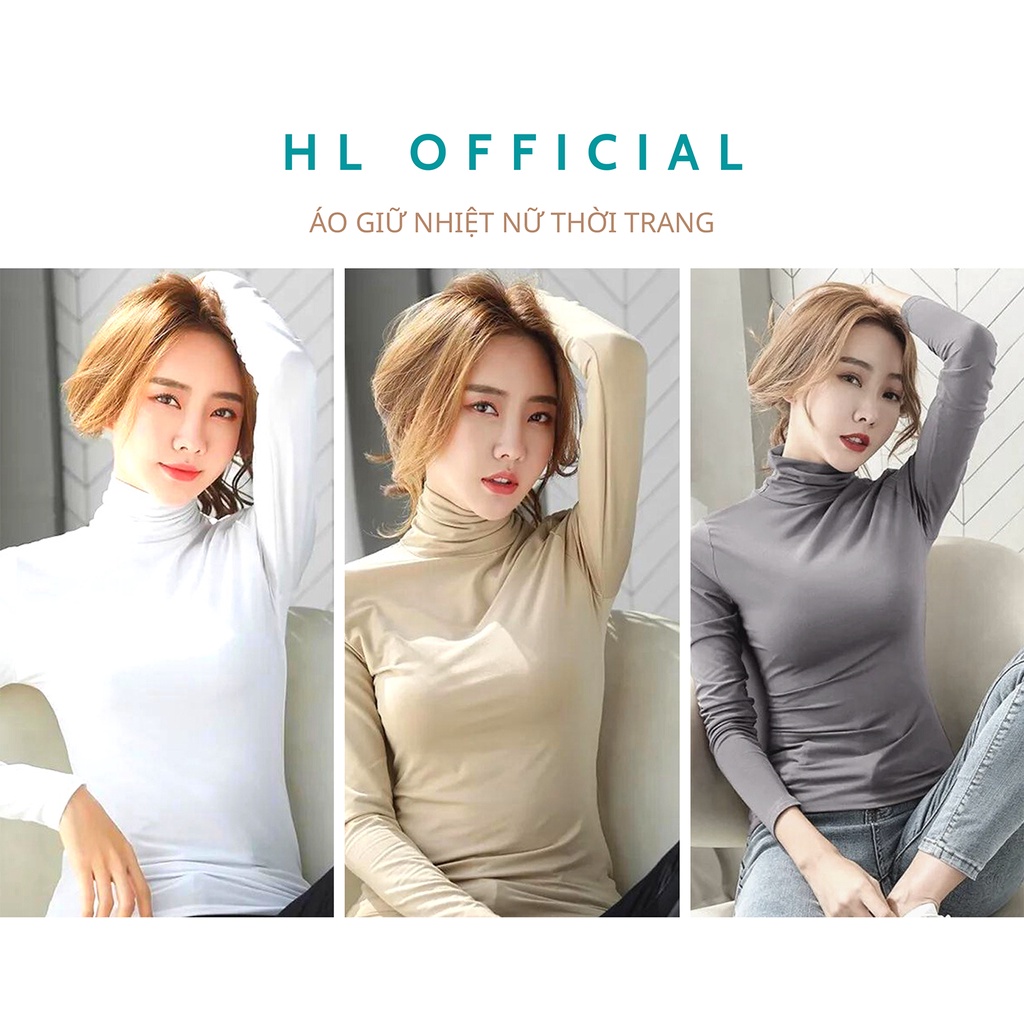 Áo thun áo giữ nhiệt Nữ lót Nỉ cổ 3 phân Chất Cotton co giãn Phong cách Hàn Quốc Trẻ Trung Năng Động