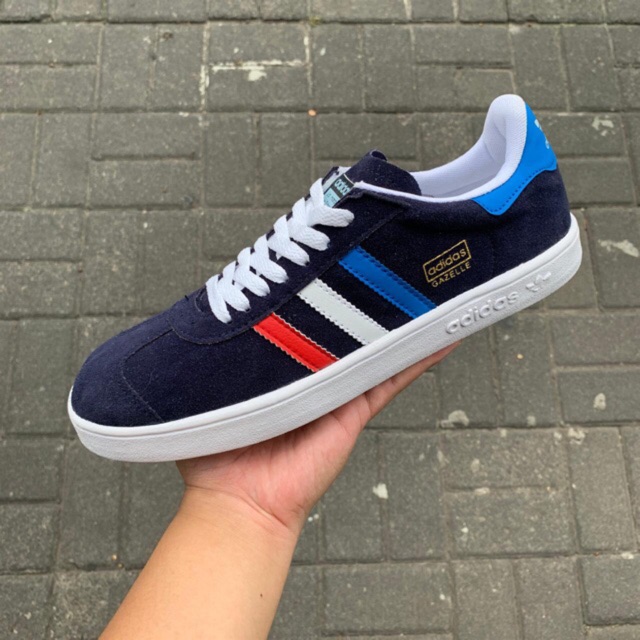 Giày Thể Thao Adidas Gazelle Phối Sọc Màu Xanh Navy Đỏ Trắng