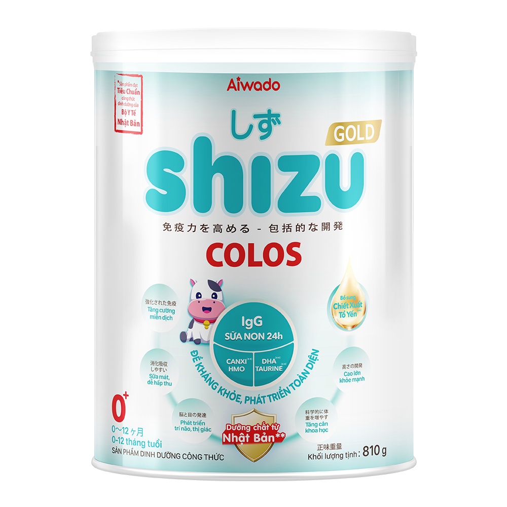 Sữa bột Aiwado SHIZU COLOS GOLD 810g 0+ - ĐỀ KHÁNG KHOẺ, PHÁT TRIỂN TOÀN DIỆN