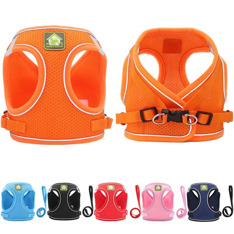 Bộ Đai Yếm Lưới Thoáng Khí Thoải Mái Tùy Chỉnh Dắt Thú Cưng Cỡ Lớn Và Nhỏ Có Dây Dắt