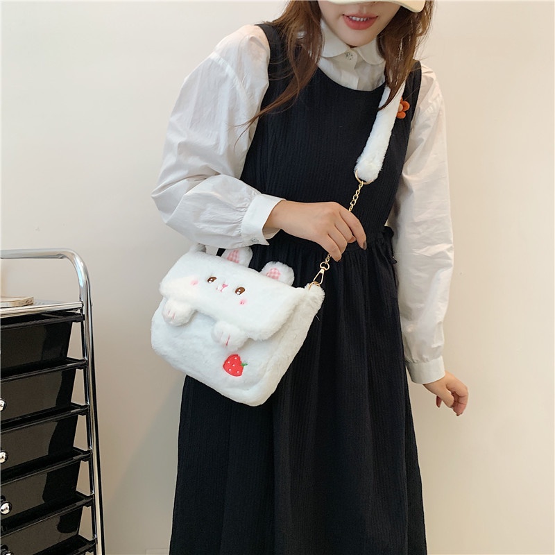 Túi Xách Da pu Cỡ Lớn Họa Tiết Thỏ / Vịt Hoạt Hình Đáng Yêu Cho Nữ