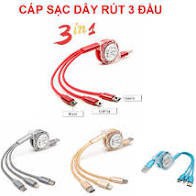 [Sẵn Hàng Giao Ngay] Sạc dây rút 3 đầu tiện lợi