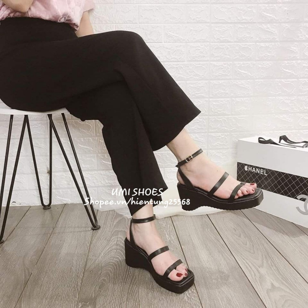 [MẪU MỚI] Giày sandal đế xuồng cao 5cm nữ quai mảnh xỏ ngón tông kẹp thời trang xuất khẩu phong cách cá tính