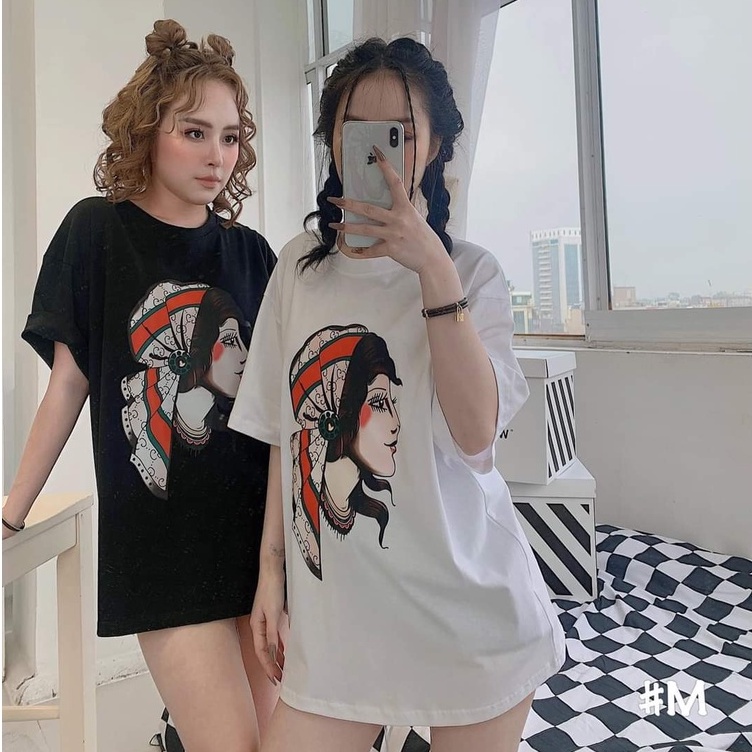 [FREESHIP ĐƠN TỪ 50K] Áo phông Nam Nữ cô gái buộc khăn Streetwear Áo Thun Nam Form Rộng Basic Cotton Oversize