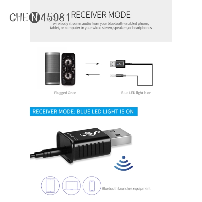 Adapter chuyển đổi tín hiệu âm thanh bluetooth 5.0 đầu USB cho TV/PC tai nghe/loa nghe nhạc