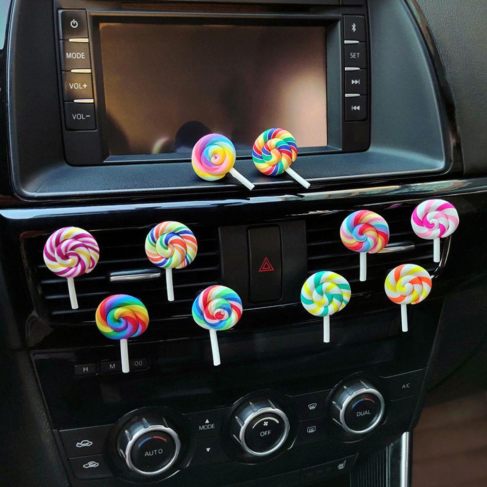 Vanes1 Kẹp Khuếch Tán Hương Thơm Gắn Lỗ Thông Gió Xe Hơi Hình Kẹo Mút Màu Cầu Vồng