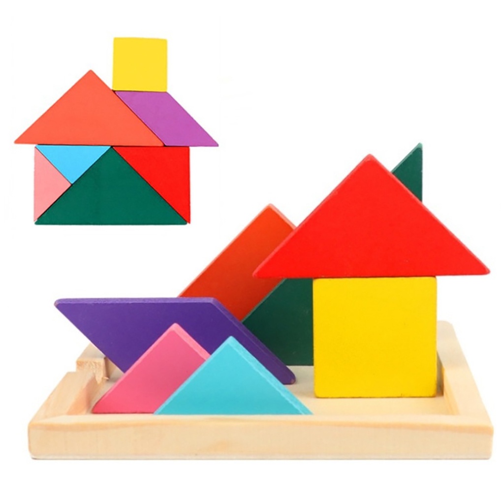 [Mã BMBAU50 giảm 10% đơn 99k] Đồ Chơi Gỗ Bapkids, Ghép Hình Sáng Tạo Tangram 12x12cm Loại dày 1cm