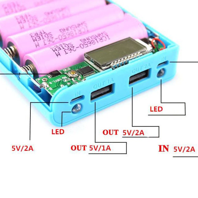 BOX SẠC DỰ PHÒNG 18650 3 Cell , 5Cell , 8Cell  5V2A