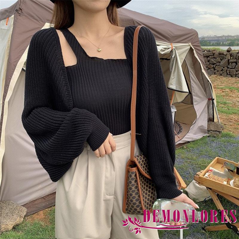 Áo khoác cardigan dệt kim dài tay màu trơn thời trang mùa thu cho nữ