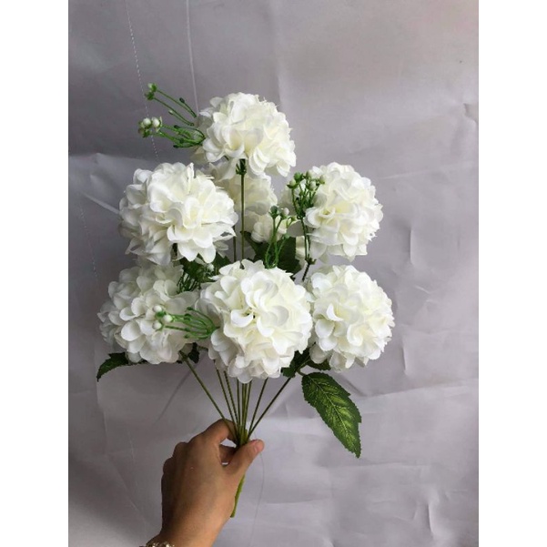 Cụm Tú Cầu 9 bông Size To , dài đầu bông 8cm_ hoa giả trang trí