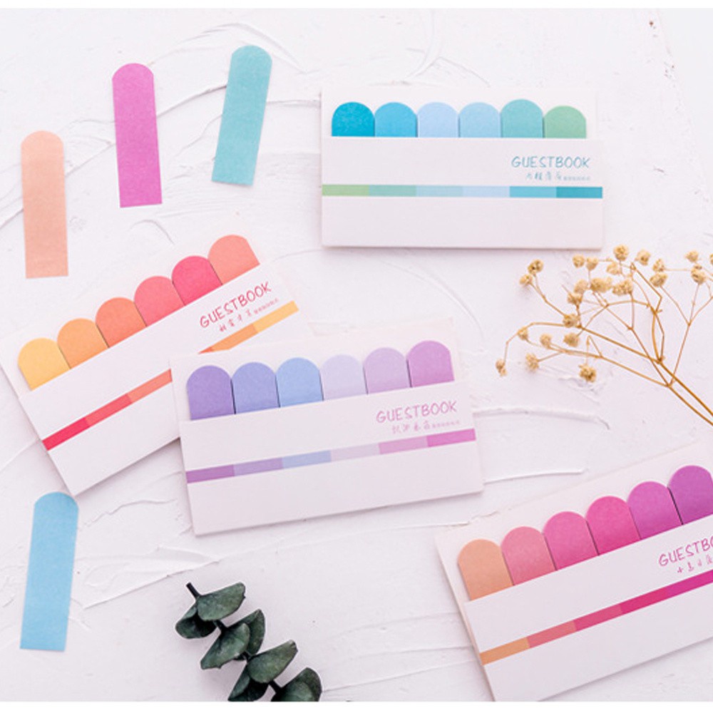 JUNE 120 sheets Novelty Sticky Notes Fashion Paster Sticker Memo Pad Tab Strip Gradual change Colors Cute DIY Office Supplies Label Index Flags