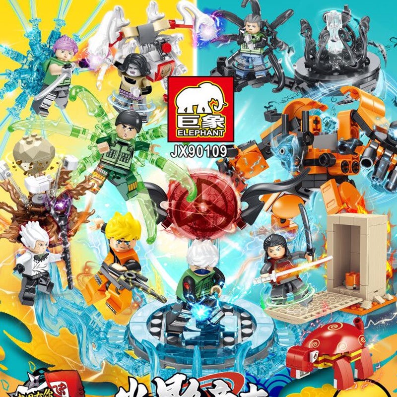 Naruto Chín Đuôi Cáo Lego Naruto Naruto Uzumaki Sasuke Minifigure Hoàn thành Lắp ráp hoàn chỉnh Khối xây dựng mới của bê
