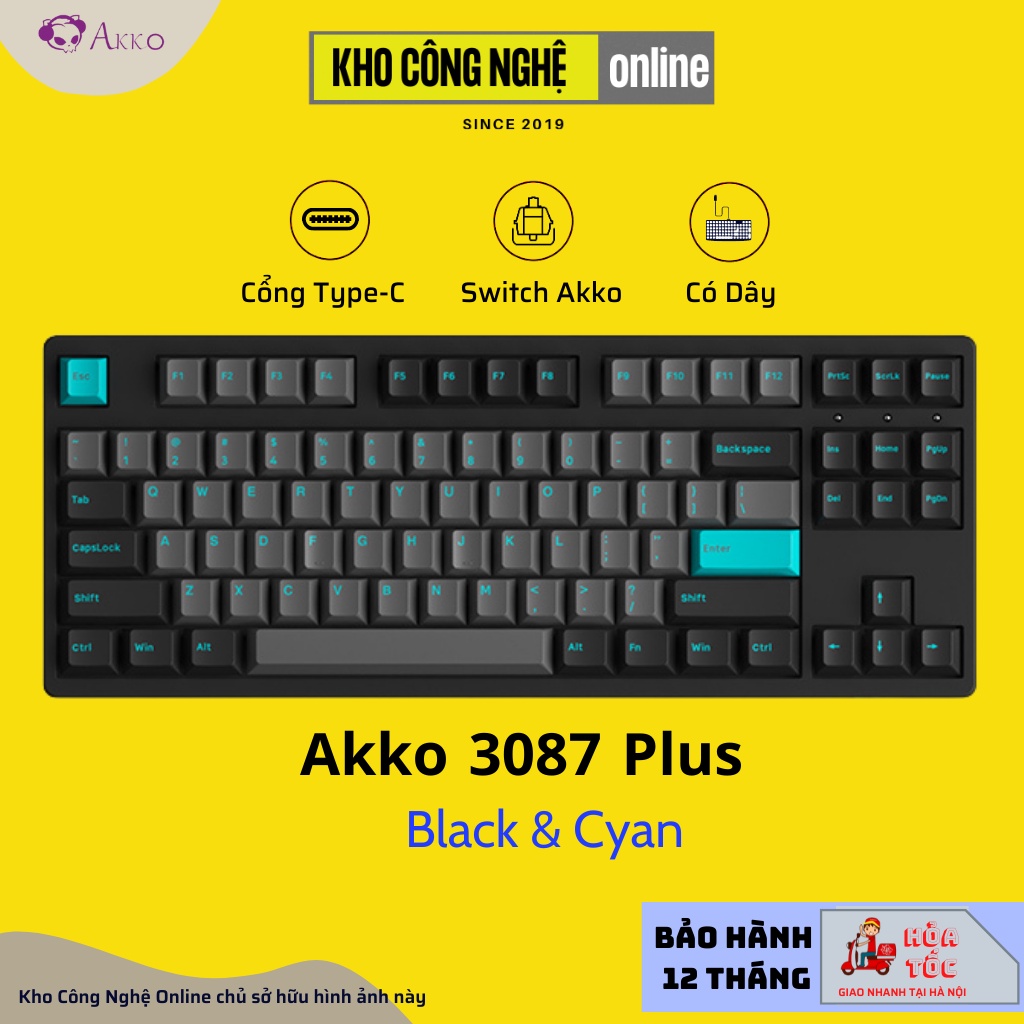 Bàn Phím Cơ AKKO 3087 Plus Black &amp; Cyan | 3087 Plus Prunus Lannesiana (Foam tiêu âm / AKKO CS switch)