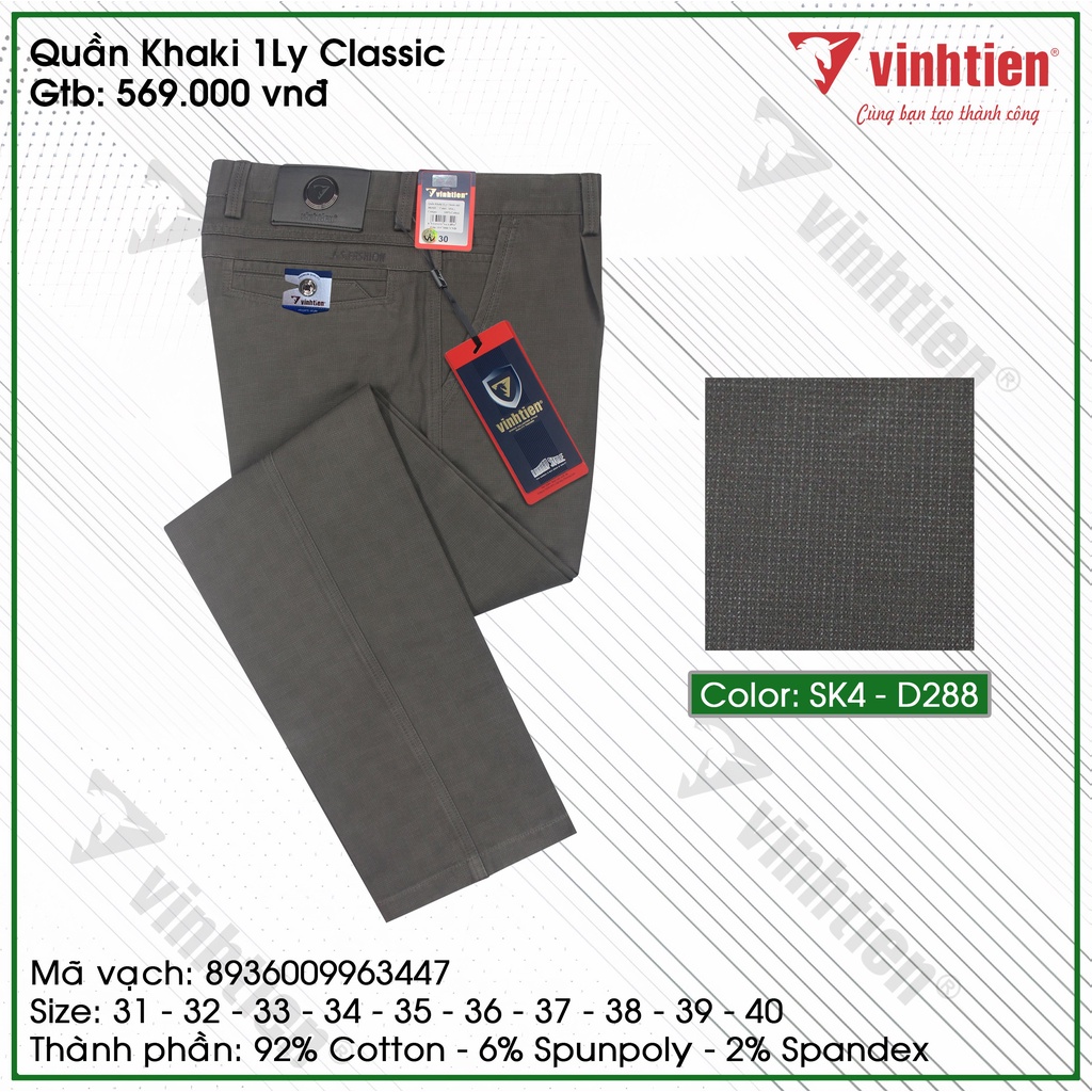 Quần Kaki Trung Niên 1ly Classic Cotton Vĩnh Tiến 569