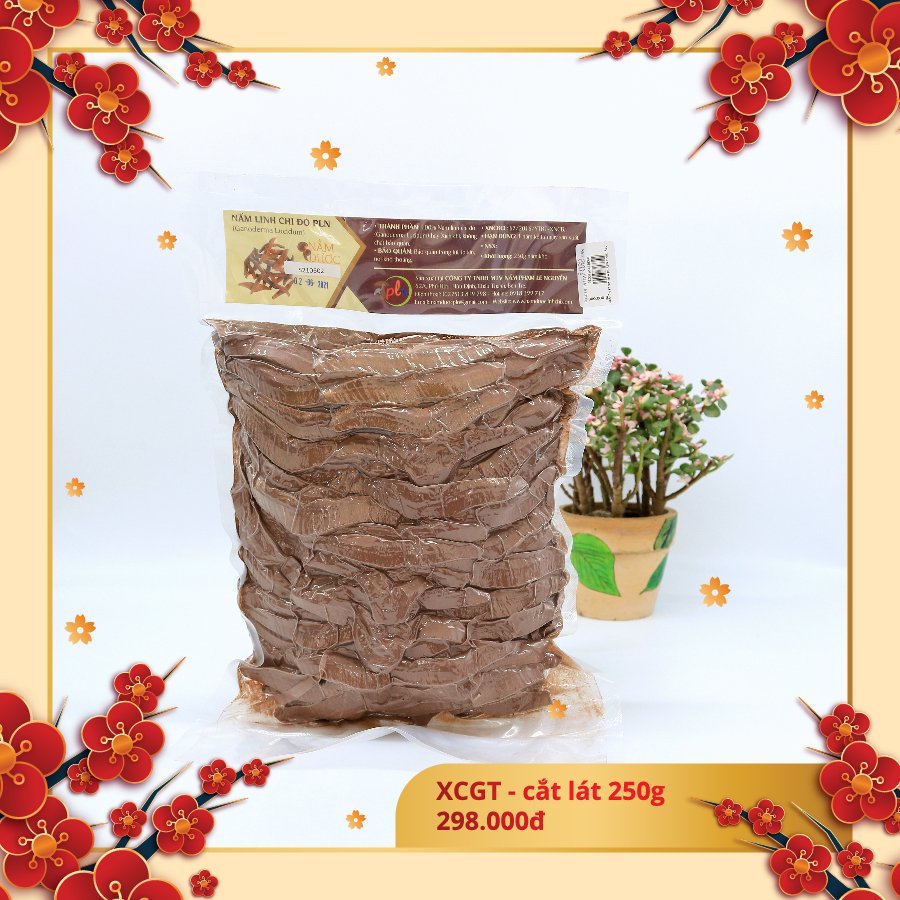 Nấm Linh Chi Đỏ PLN Cắt Lát Túi 250gr XCGT