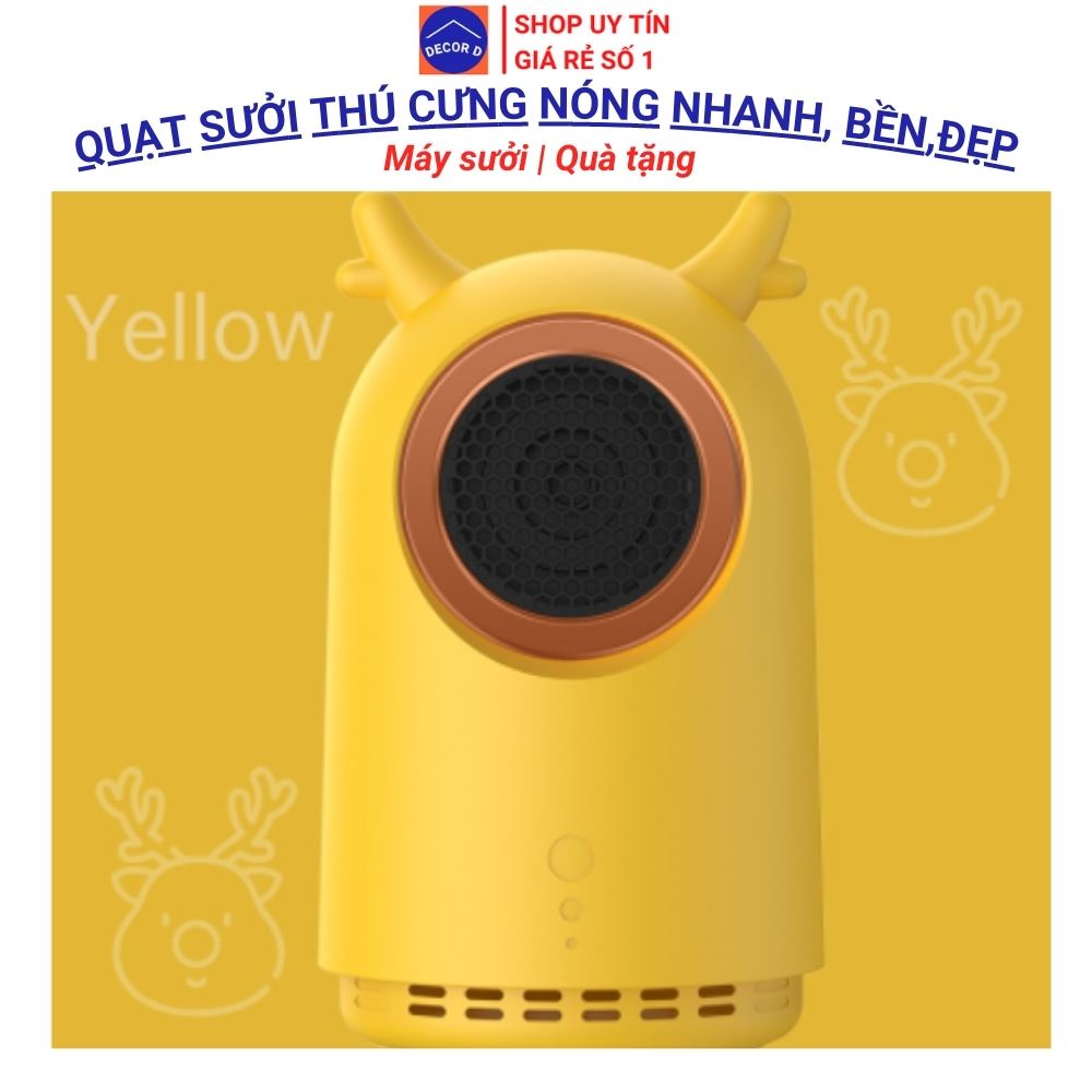 Quạt sưởi mini thú cưng để bàn ấm nhanh, công suất lớn, chạy cực êm - Phù hợp văn phòng, phòng ngủ, decor