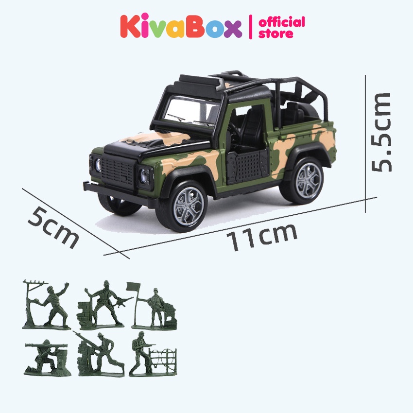 Mô hình xe tăng đồ chơi Kivabox đồ chơi mô hình, 6 xe quân sự chất liệu hợp kim