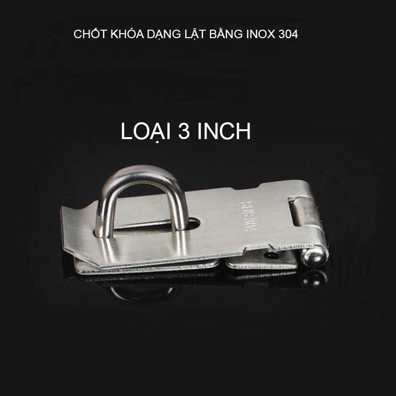 Chốt khóa cửa kiểu lật bằng inox 304 dày khoảng 2mm