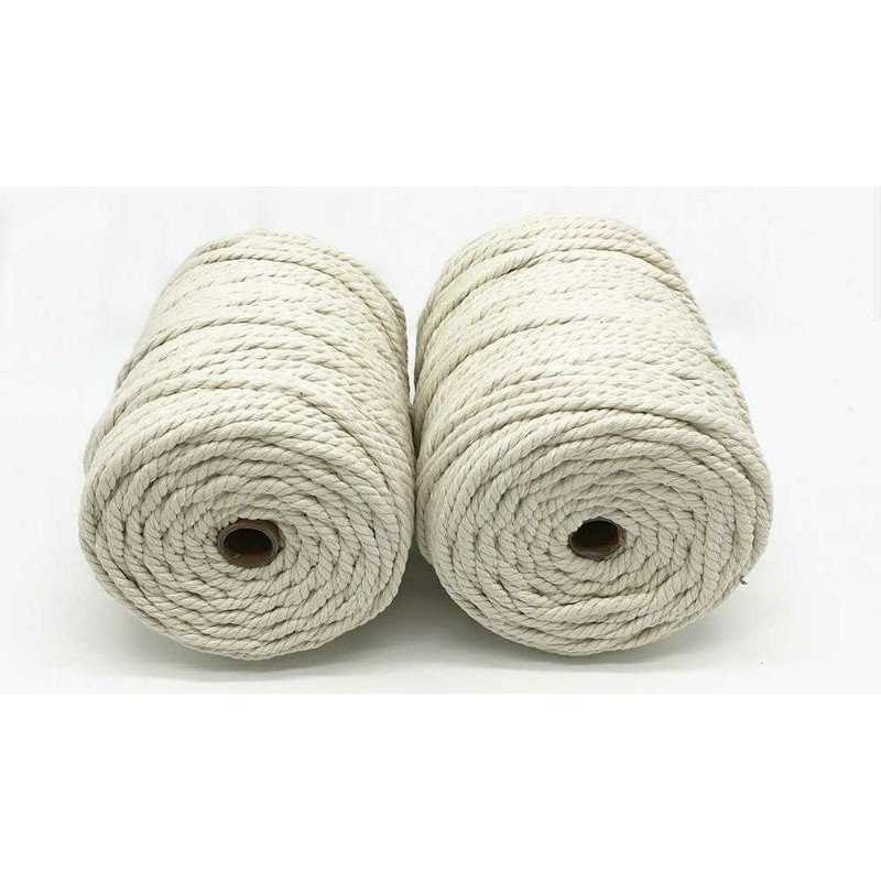 Dây thừng cotton màu se macrame 3 xoắn thắt Macrame size 3mm,5mm